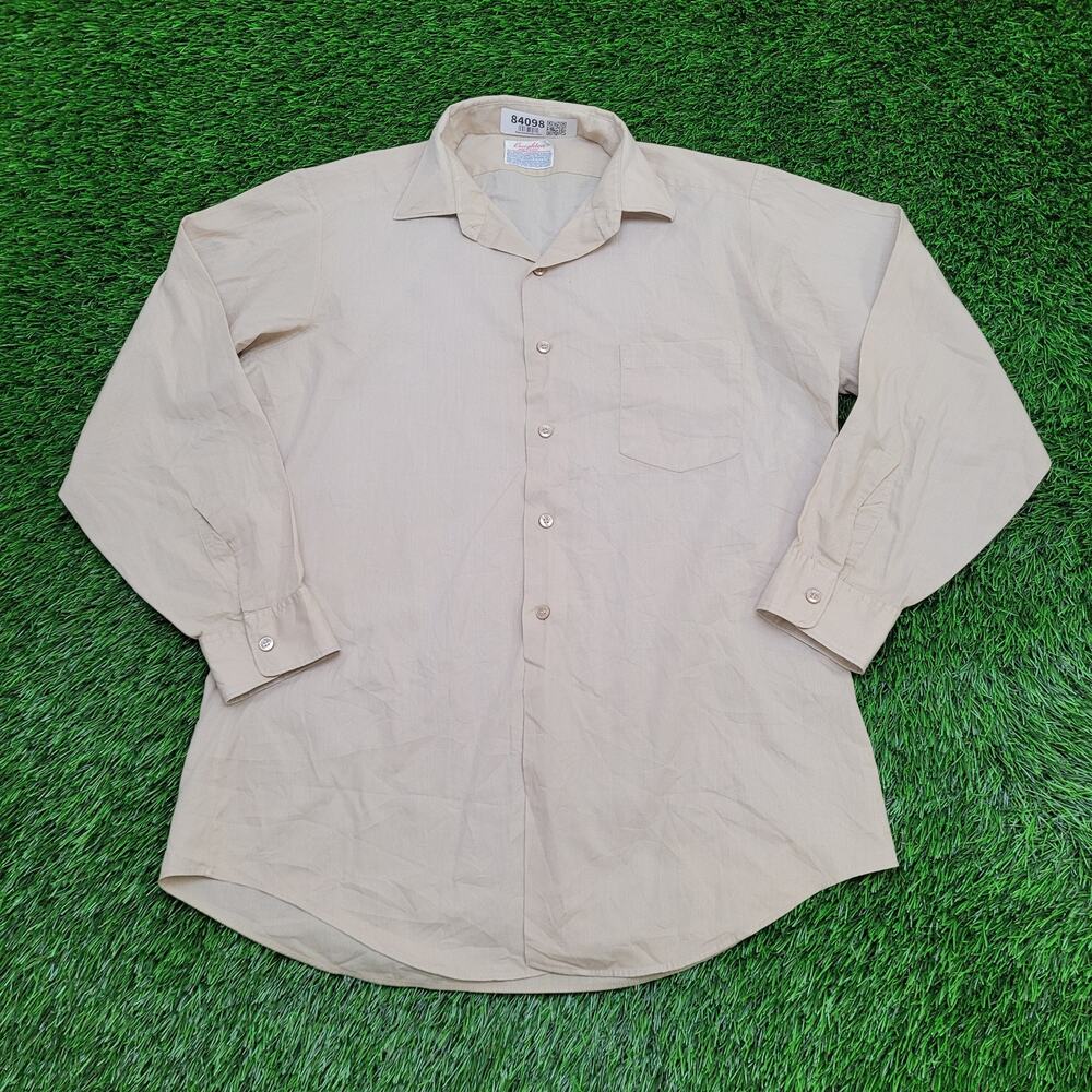 Vintage 70s Western Hippie Button Shirt M/L 22x30 Beige USA
